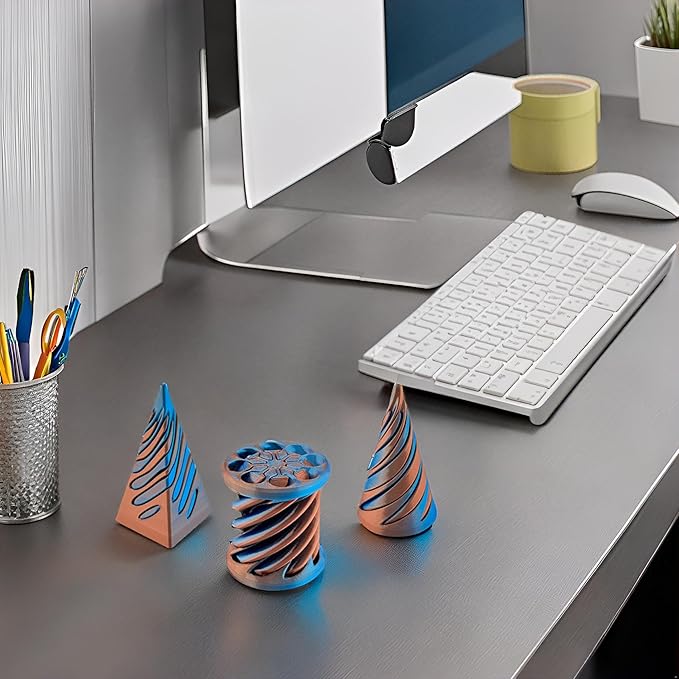 3 Packs Impossible Cone, Spiral Cone Fidget Toy 3D Printed Spiral Cone Toy, Pyramid Passthrough Sculpture, Mini Cones Pass Through Pyramid Fidget Toy for Stress and Anxiety Relaxing