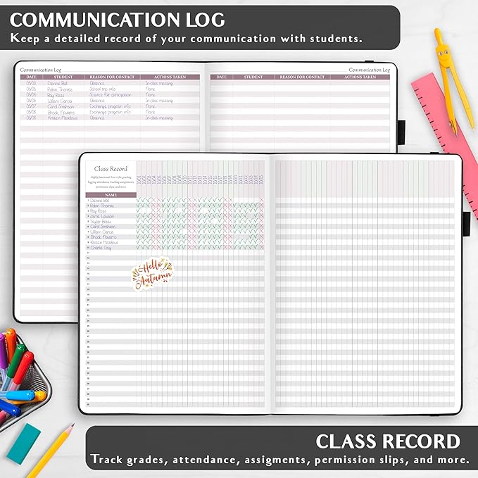 Legend Teacher Planner – Undated Lesson Plan Book for Teachers with Weekly & Monthly Calendars - Classroom Organization & School Year Planner – 8.5”x11.5” Hardcover (Black Debossed)