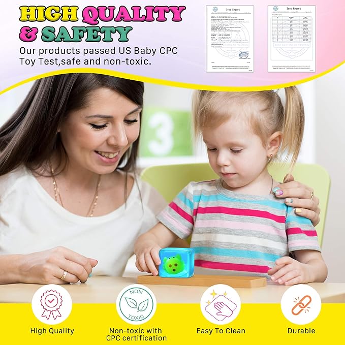 Squishy Stress Cube Fidget Toys Adults - Glow in The Dark Crab Sensory Toys for Kids with Autism Stress Balls for Kids Squeeze Toys for Anxiety Stress Relief Gifts