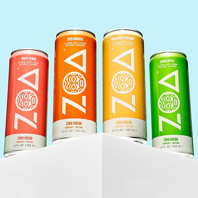 ZOA Zero Sugar Energy Drinks, Remix Variety Pack - Sugar Free with Electrolytes, Healthy Vitamin C, Amino Acids, Essential B-Vitamins, and Caffeine from Green Tea - 12 Fl Oz (Pack of 12)