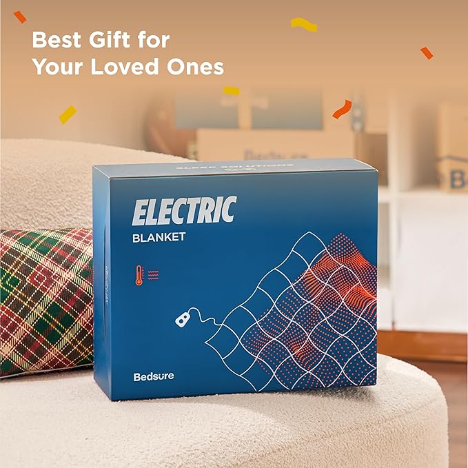 Bedsure Heated Blanket Throw - Super Soft Flannel Sherpa Electric Blanket with Bubble Pattern, Heating with 6 Heating Levels, 4 Time Settings, and 3-Hour Auto-Off (Light Brown, 50x60 inches)