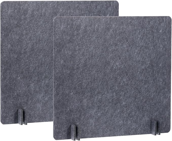 PATIKIL Desk Divider, 2 Set 24 x 24 Inch Acoustic Freestanding Desk Divider Desk Privacy Panel with 8 Pcs Support Feet for Library Office Workstation, Dark Grey