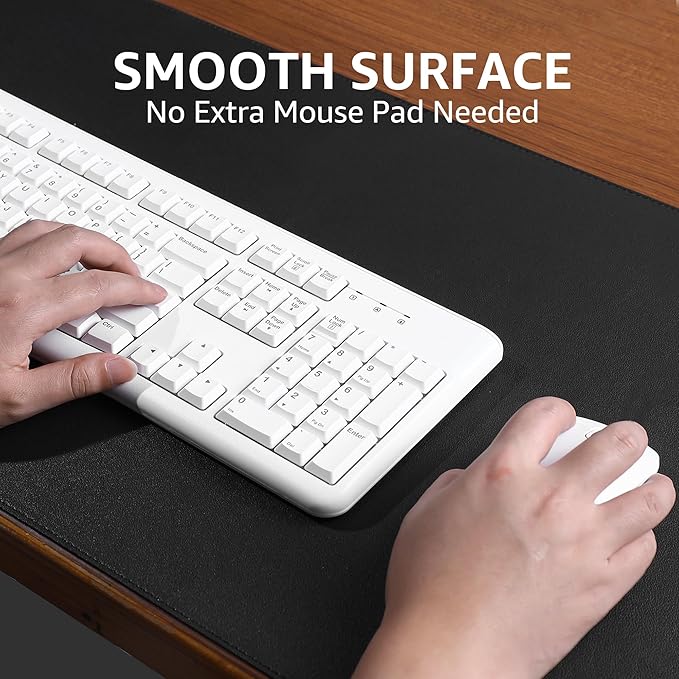 PU Leather Desk Mat, Large Mouse Pad with Cork Base, Writing Desk Blotter, Desk pad for Keyboard and Mouse,Keyboard mat for Desk Decor-Computer Mouse Pad(Black, 31.5x15.7in)