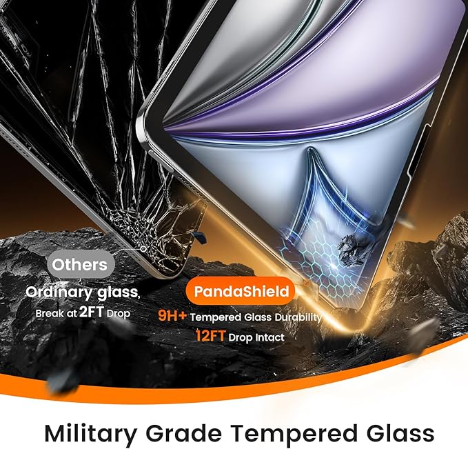 PandaShield 2-Pack Screen Protector for iPad Air M3/M2 [13 inch] 7th/6th Gen.(2025/2024),9H+ Tempered Glass with Easy-Install box,Apple Pencil Compatible,Bubble Free, Face ID Compatible,HD Clarity
