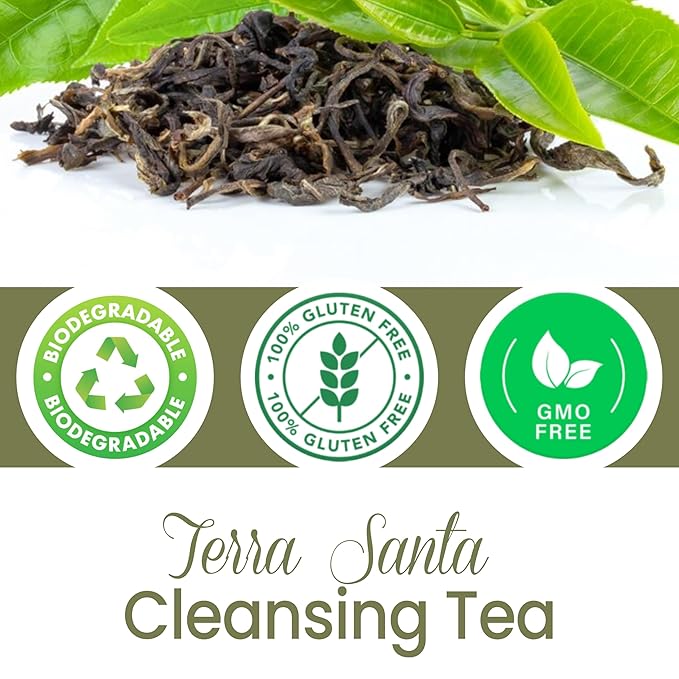 Milamiamor Terra Santa Cleansing Tea – Herbal Detox, Digestive Relief & Bloating Reduction, Proven Laxative Blend with Antioxidants for Digestive Cleanse & Natural Detox, Made in USA, 14 Tea Bags