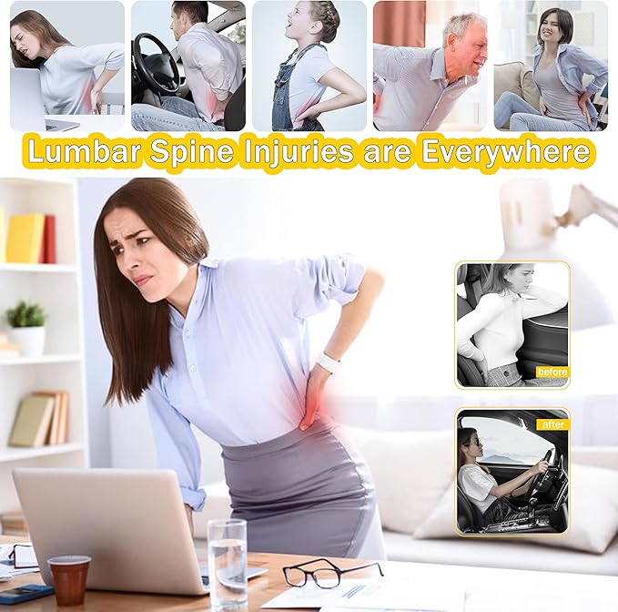 Super Soft Lumbar Support Pillow for Car, 100% Memory Foam Lumbar Pillow with Breathable Removable Cover, Ergonomic Design - Back Pillow Lumbar Support Pillow for Car Seat/Back Pain Relief(Black,1PC)