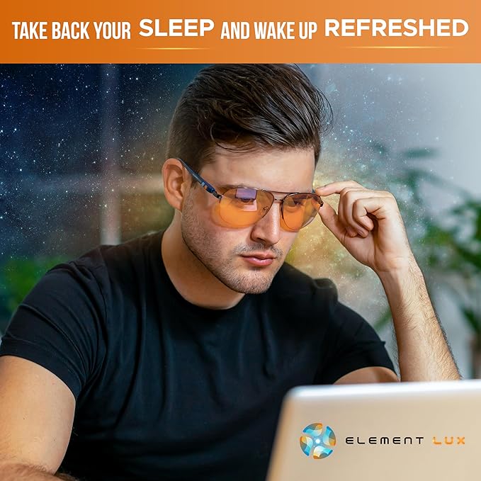 Blue Light Blocking Glasses Amber Lenses - For Better Sleep, Gaming, Eye Strain, Computer