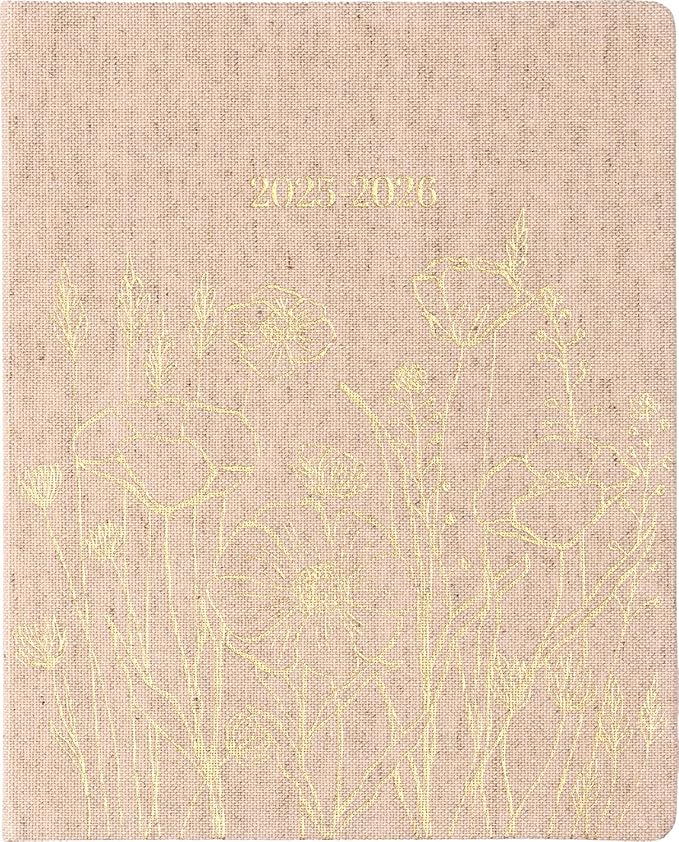 Eccolo 2025-2026 Large Agenda Planner, 18 Month, Yearly, Monthly & Weekly Pages, Habit & Gratitude Tracker (Linen Flexi-Cover- 8 x 10")