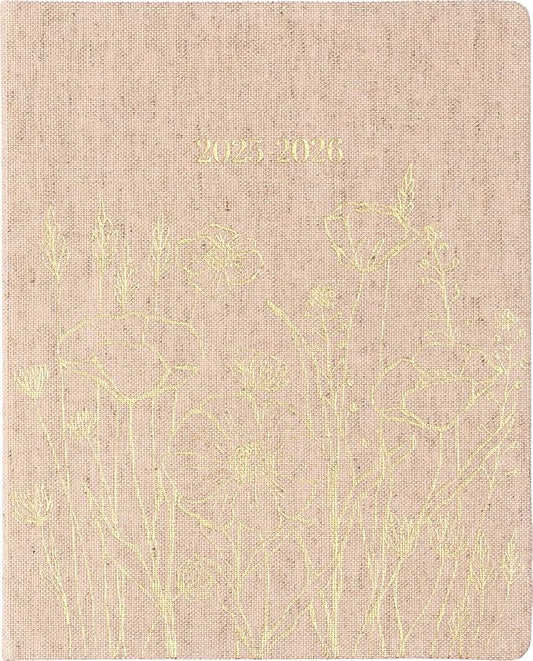 Eccolo 2025-2026 Large Agenda Planner, 18 Month, Yearly, Monthly & Weekly Pages, Habit & Gratitude Tracker (Linen Flexi-Cover- 8 x 10")