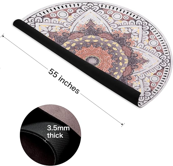 Knsbk Large Round Yoga Mat 4.6'X3.5mm for Exercise Premium Extra Thick, Ultra Comfortable, Non Slip, Meditation Mat