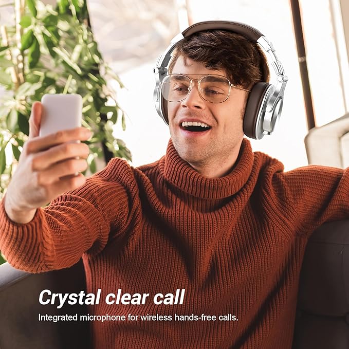 OneOdio A70 Bluetooth Over Ear Headphones, Wireless Headphones w/ 72H Playtime, Hi-Res, 3.5mm/6.35mm Wired Audio Jack for Studio Monitor & Mixing DJ E-Guitar AMP, Computer Laptop PC Tablet - Silver