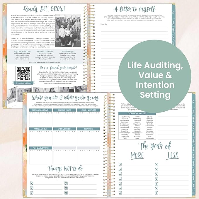 bloom daily planners HARDCOVER 2025-2026 (8.5" x 11") Academic Year Day Planner (July 2025 - July 2026) - Task Goal Organizer - Monthly & Weekly Inspirational Agenda Book - Painted Peonies