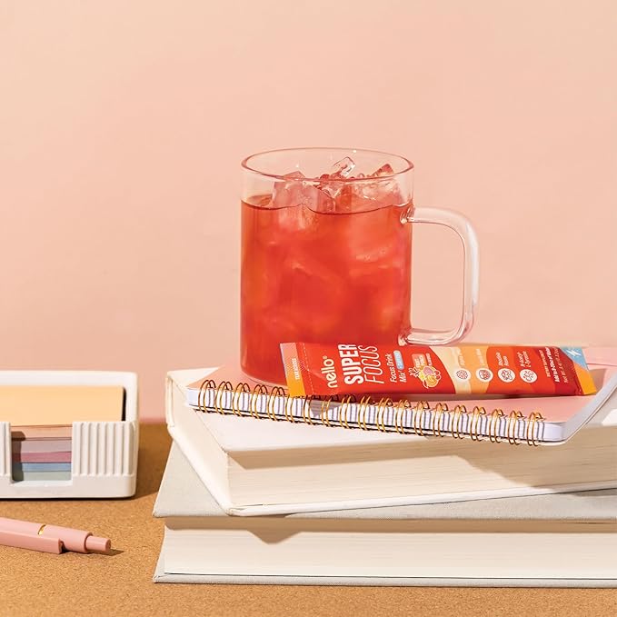 SuperFocus Fruit Punch with Caffeine– Nootropic Focus Drink Mix, 20 On-The-Go Packets, Alpha GPC, Lion’s Mane, Rhodiola, Sugar-Free