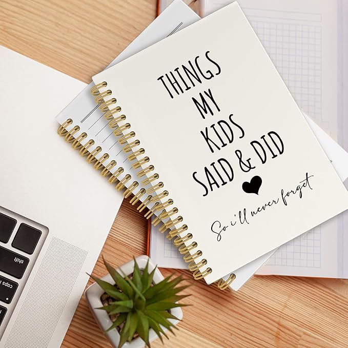 CUANFDDSF Parents Gifts Notebook, Mom and Dad Parents Gifts Journal Notebooks for Note Taking,Writing Pads，Things My Kids Say and Did Hardcover Spiral Notebook 5.5x8.3 Inch
