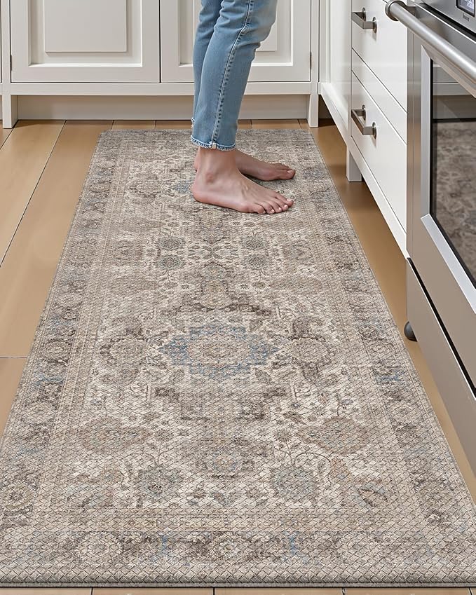 LUMI Kitchen Mat Anti Fatigue Cushioned, Memory Foam Padded Standing Rug Waterproof, Non Slip Comfort Floor Runner for Home, Sink, Laundry, Office, 24"x59", Taupe