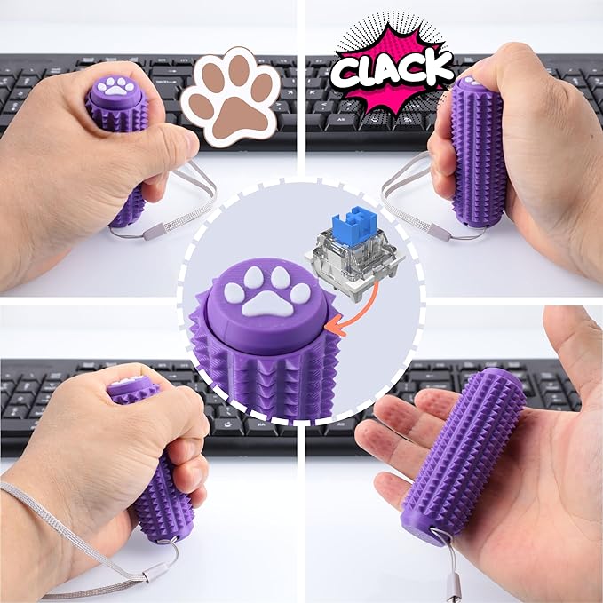 2PCS Little Ouchies Fidget with Cat Dog Paw Button, Sensory Pain Stim Fidget Toys for Adults & Teens, Anxiety and Stress Relief Items, Spiky Grippy Stim Tool, Portable ADHD Autism Fidget Clicker