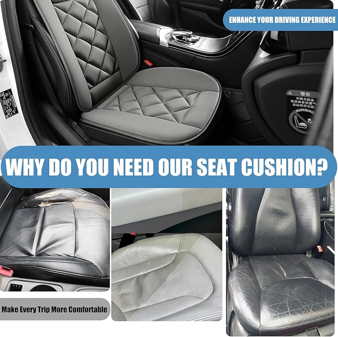 Chezope Car Seat Cushions Lumbar Support Pillows with Comfort Memory Foam Design Washable and Adjustable for Drivers and Office Use (Grey)