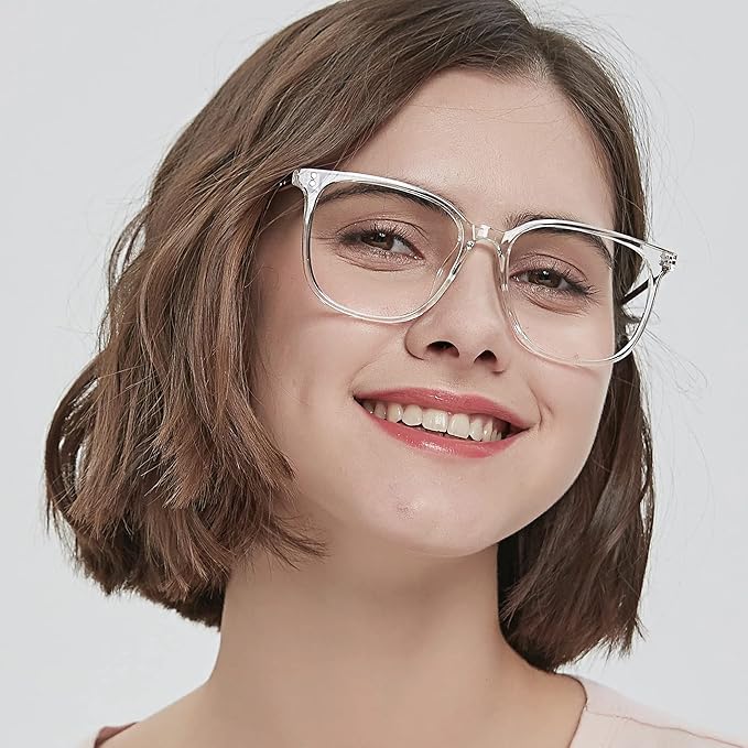 GUDVUE Oversized Blue Light Glasses, Computer Reading/Gaming/Phones Glasses, Anti Glare/UV400/Eye Strain, Large Square Frame