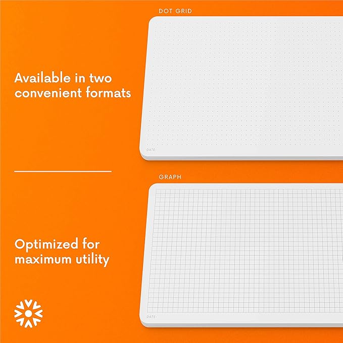 Notsu Graph Desk Notepad 2 Pack | Minimalist Graphing Memo Mouse Pads with Premium Thick Paper, Small 5.5" x 8.5"