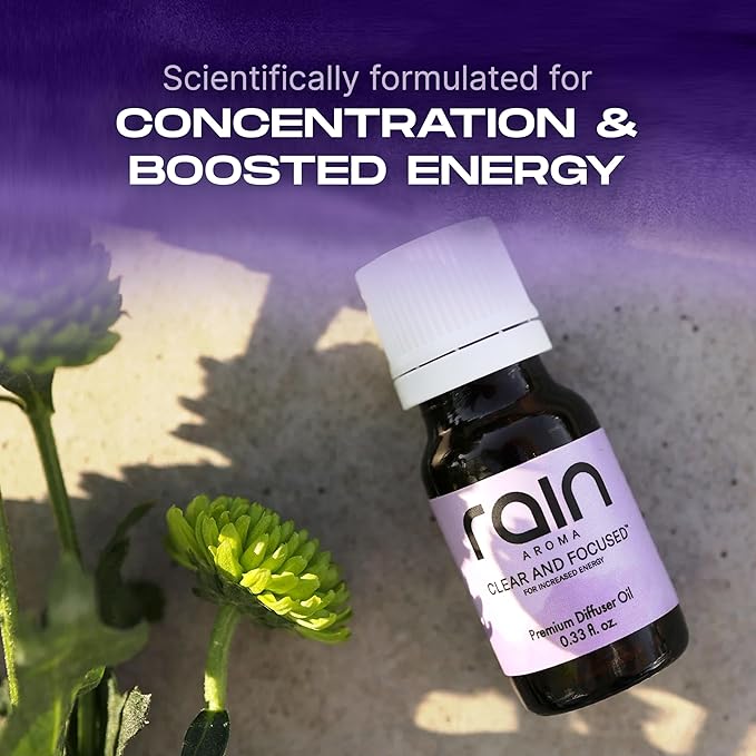 Clear and Focused Premium Diffuser Oil, Focus & Relax with Aromatherapy Diffuser Oils, Efficient Office/Home Fragrance Essentials Crafted from Botanical Essential Oils, 0.33 fl oz/10 ml