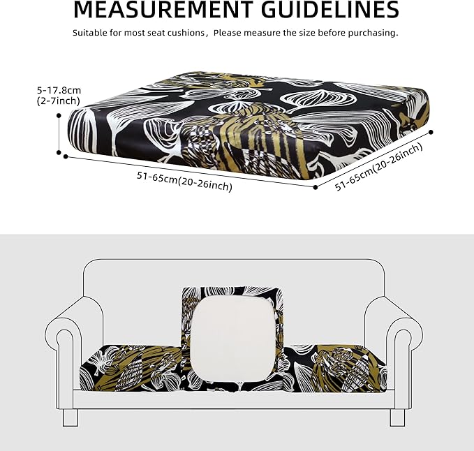 8Pcs Stretch Patio Cushion Covers Outdoor Cushion Cover, Jacquard Stretch Cushion Covers, Cover Replacement, Outdoor Sofa Covers, Washable Furniture Couch Cushion Cover (Herbal)