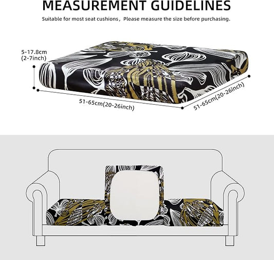 8Pcs Stretch Patio Cushion Covers Outdoor Cushion Cover, Jacquard Stretch Cushion Covers, Cover Replacement, Outdoor Sofa Covers, Washable Furniture Couch Cushion Cover (Herbal)