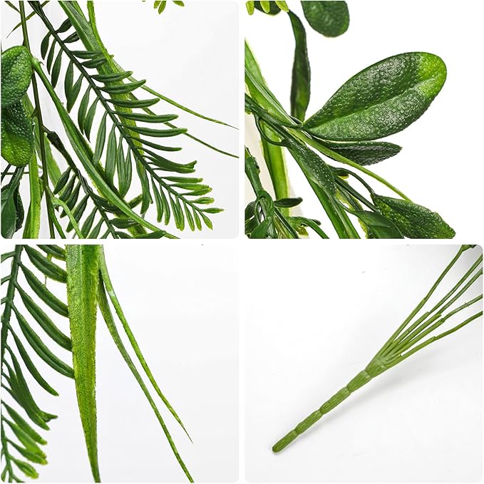 Hollyone 2pcs Artificial Hanging Plant 36" Faux Ferns Artificial Plastic Greenery Ivy Leaves Fake Vines for Wall Farmhouse Living Room Kitchen Shelf Garden Home Patio Indoor Outdoor Decor