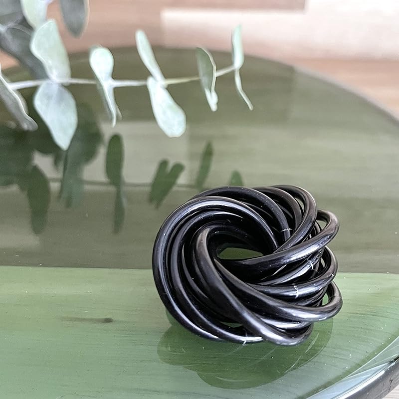Möbii Fidget Ball (Solid Color): Quiet Mobius ADHD Anxiety Stim Stress Relief Toy Tool for Home Travel Office or Desk (Medium, Half, Onyx)