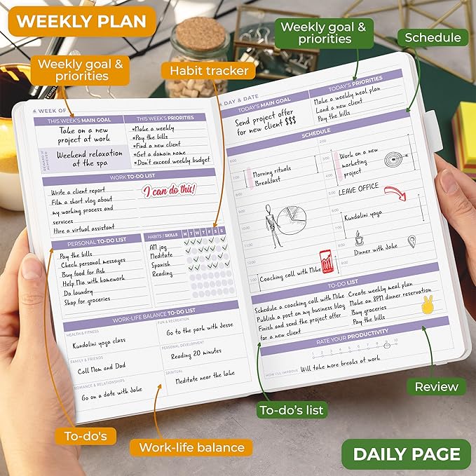 Clever Fox Daily Planner 2nd Edition – Undated Time Block Task Organizer with Hourly Schedule & to-do List – A5, 6 Months (White)