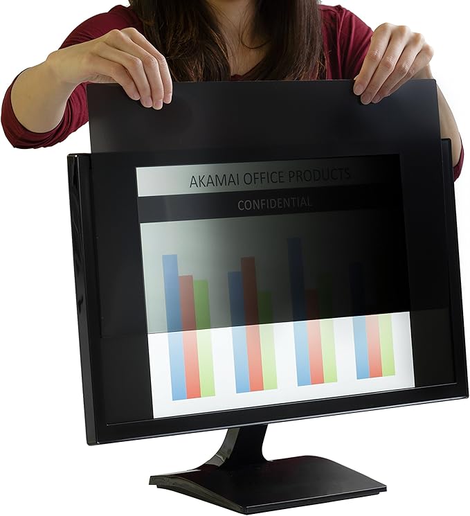 19.5 inch Computer Privacy Screen (16:9) - Black Security Shield - Desktop Monitor Protector - UV & Blue Light Filter by Akamai (19.5 inch Diagonally Measured, Black)