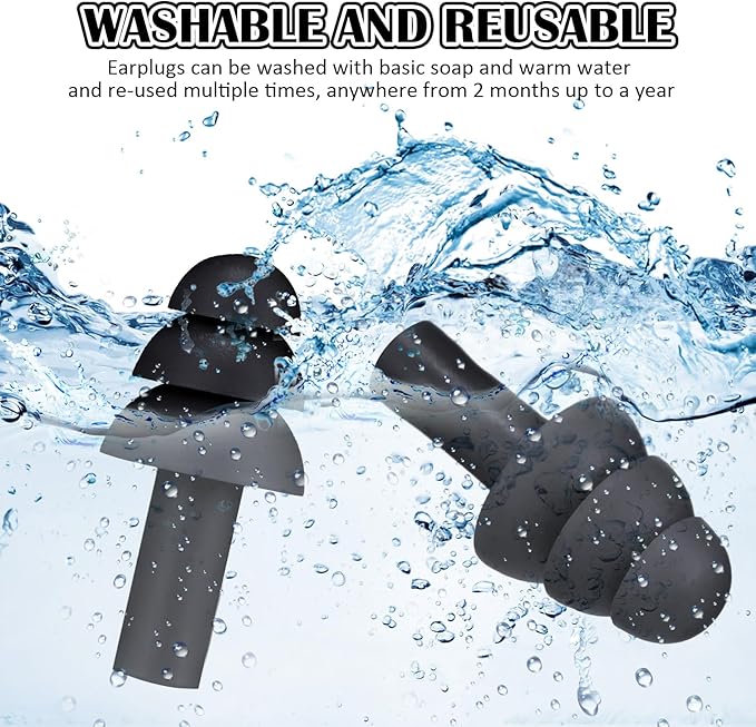 TrelaCo 100 Pairs Ear Plugs Bulk, NRR 29dB Reusable Silicone Ear Plugs with Plastic Cases Soft Foam for Sleeping Noise Cancelling for Concerts Shooting Swimming Noise Reduction(Black)