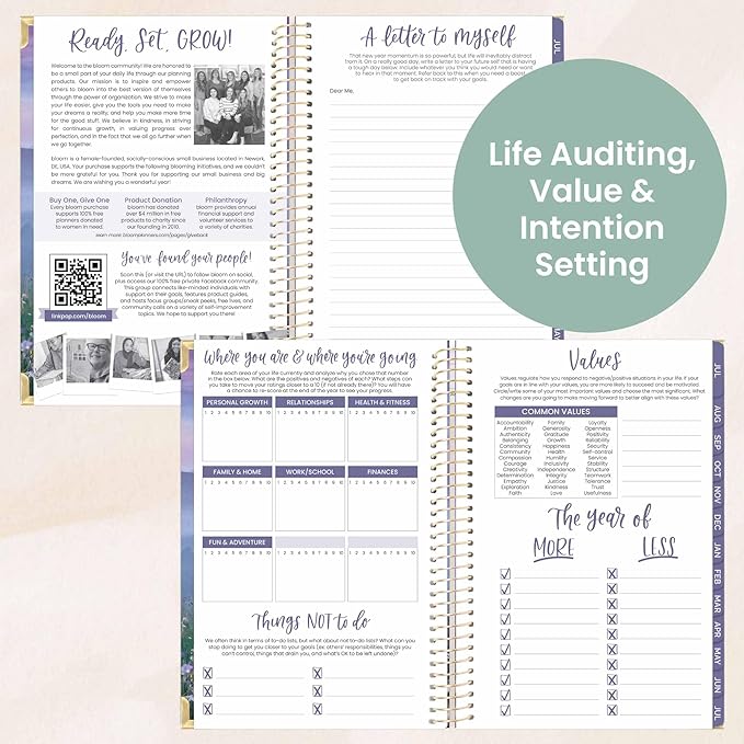 bloom daily planners HARDCOVER 2025-2026 Academic Year Day Planner (July 2025 - July 2026) - A5 Task Goal Organizer - Monthly & Weekly Inspirational Agenda Book - 5.5" x 8.25" - Mystical Mountains