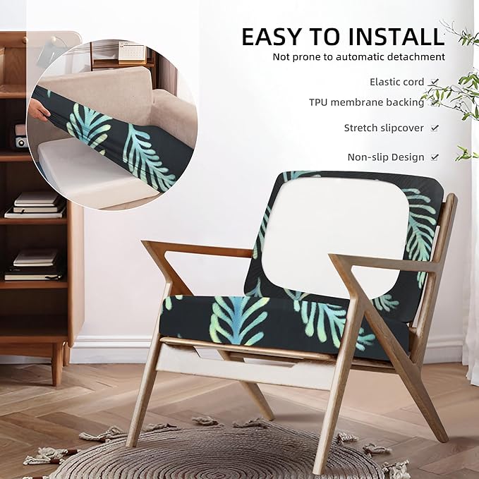 8Pcs Outdoor Cushions Covers Waterproof, Patio Cushion Covers, Stretch Cushion Covers Replacement,Cushion Slipcovers, Furniture Cushion Covers (Fir, 8PCS-Print)