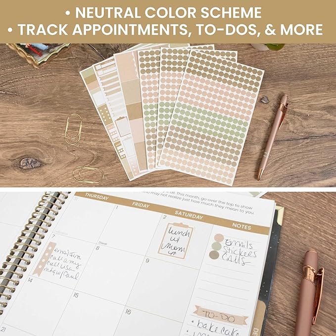 bloom daily planners Color Coding Planner Stickers - Muted Neutrals 1/4" Minimalist Dot Labels - Six Sheets, 1000+ Stickers Per Pack! - Aesthetic Boho