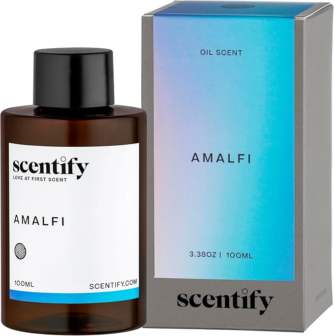 Scentify Amalfi Aroma Oil Refill Scent for Oil Diffusers - Lemon, Jasmine, Orchid, Amber, Musk Scents - Luxurious Relaxing Aromatherapy Diffuser Fragrance 100ml, 3.38 oz