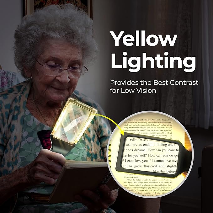 MAGNIPROS Patented 6X Large Magnifying Glass with Light | 3 Color Light Modes | Anti-Glare Lens & Stepless Dimmable LEDs | Perfect for Reading Fine Print & Inspection - Ideal for Seniors & Low Vision