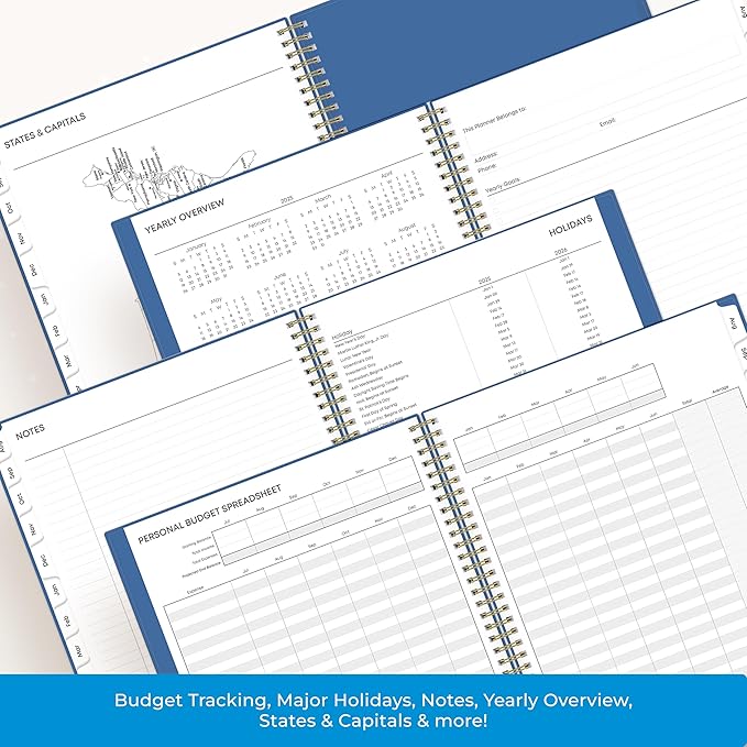 Blue Sky 2025-2026 Academic Year Weekly and Monthly Planner Calendar, August 2025 - December 2026, 17-Month, 8.5" x 11", Flexible Cover, Wirebound, Laminated Tabs, Azure