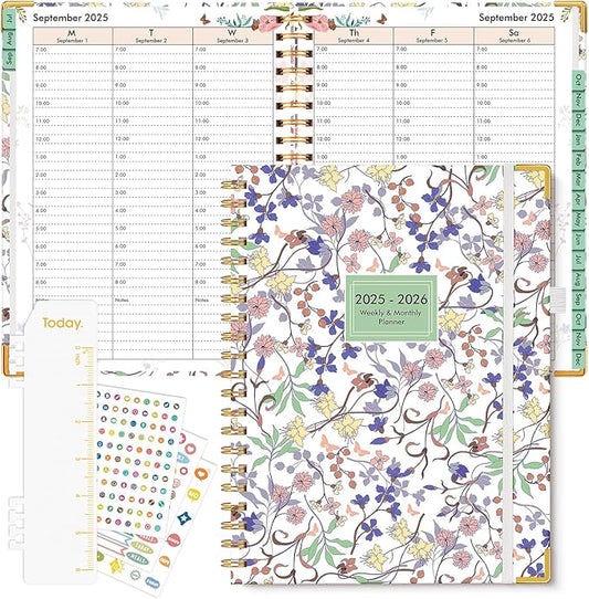 2025-2026 Appointment Book, Academic Planner 18 Months Weekly and Monthly (July 2025 - December 2026), 8.5"x11" Daily Hourly Planner 60-Minute time Slots, Spiral Calendar Schedule Book for Work School Teacher Student, Purple Floral
