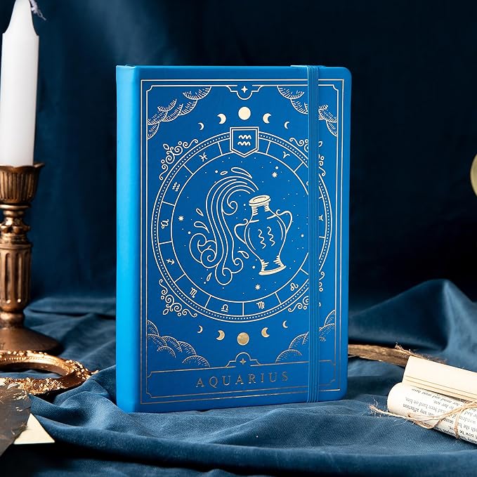 TIEFOSSI Constellations Dotted Journal Notebook-A5 Writing journals with 100gsm 400pages Paper, Hardcover Bullet Organizers Notebook for Women, Men, Teens (Aquarius)