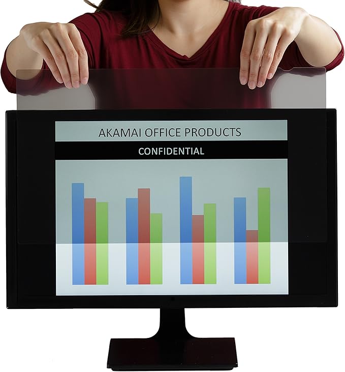 19.5 inch Computer Privacy Screen (16:9) - Black Security Shield - Desktop Monitor Protector - UV & Blue Light Filter by Akamai (19.5 inch Diagonally Measured, Black)