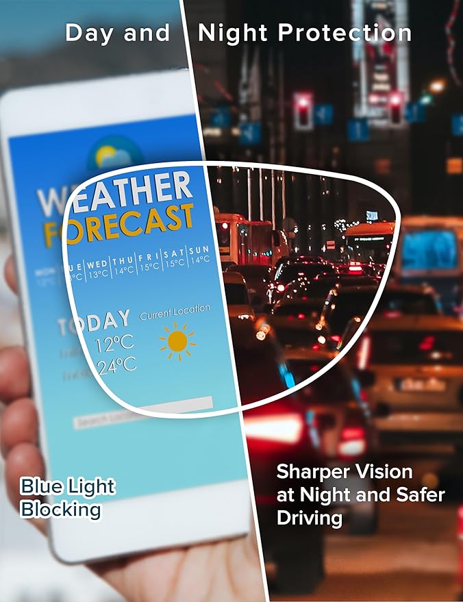 GUDVUE Mens Blue Light Glasses Rectangle Computer Glasses Gaming Glasses, Rectangle Black