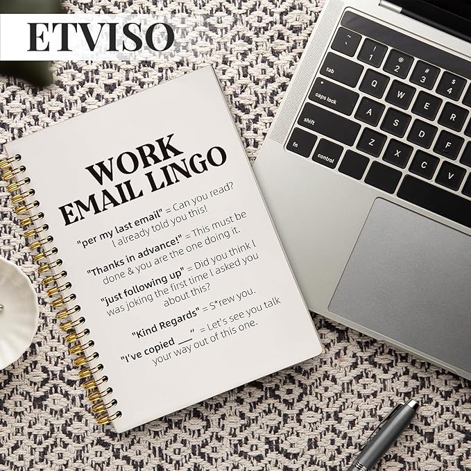 Funny Office Supplies for Women Men Coworkers, Work Journal Notebook, Funny Sarcastic Office Gifts for Coworkers, Work Email Lingo Hardcover Spiral Notebooks 5.5x8.3 Inch