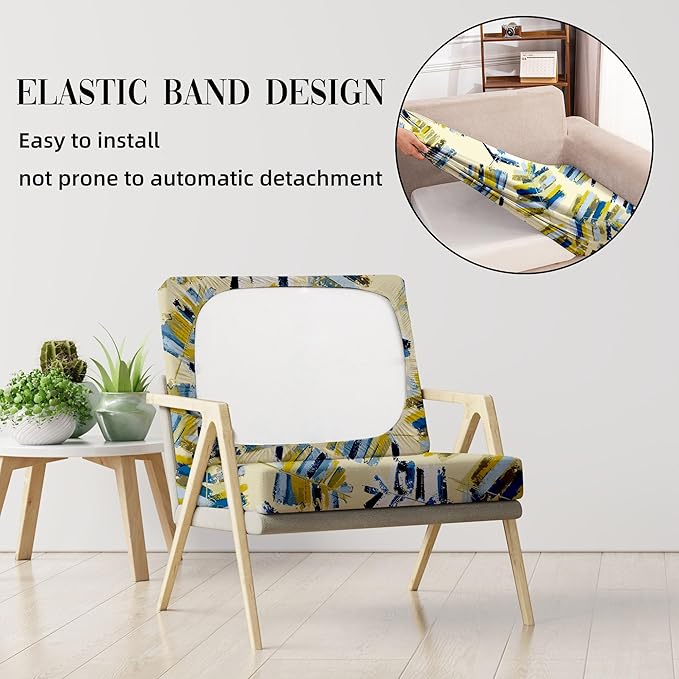 8Pcs Stretch Patio Cushion Covers Outdoor Cushion Cover, Jacquard Stretch Cushion Covers, Cover Replacement, Outdoor Sofa Covers, Washable Furniture Couch Cushion Cover (Yellow Maple)