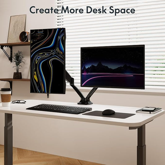 FlexiSpot Dual Monitor Stand for Desk Adjustable Spring Monitor Arm Desk Mount Hold up to 3.3 to 11lbs Vesa Dual Monitor Mount with C Clamp for 10 to 27 Inch Computer Screens