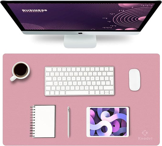 K KNODEL Small Office Leather Desk Mat, Mouse and Keyboard Pad, Computer and Laptop Mat, Desktop Protector and Cover, Writing Pad and Blotter (23.6"x13.8", Purple)
