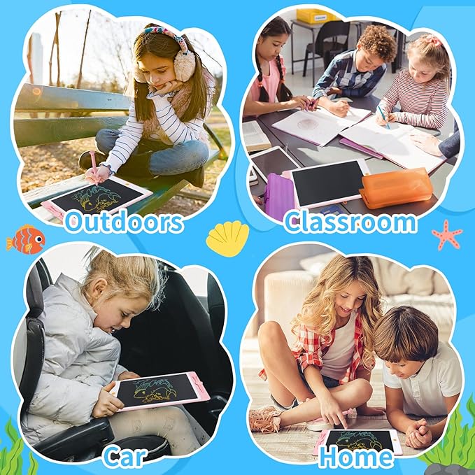 LCD Writing Tablet Doodle Board, 10 Inch Portable Drawing Board for Kids Reusable Writing Pad for Toddlers Educational Learning Toys Gifts for 3 4 5 6 7 8 Years Old Girls Boys (Blue, 10 inch)