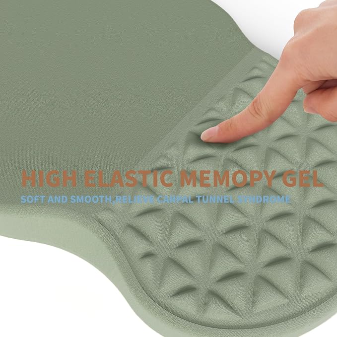 Ergonomic Mouse Pad Wrist Support with Foam Massage Design, Pain Relief Mousepad with Wrist Rest, Non-Slip PU Base, Computer Mouse Pads for Desk, Office & Home - Grass Green