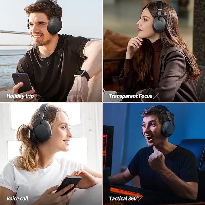 SOMIC Air One ANC Wireless Bluetooth Headphones, PersonalizedSpatial Audio, Hybrid Active Noise Cancelling, Premium Over-Ear Bluetooth Headset, Up to 40 Hours Battery Life - Black