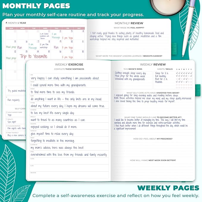 Clever Fox Self-Care Journal – Wellness & Daily Reflection Notebook – Mental Health & Personal Development – Self-Care, Meditation & Mood Journal for Women & Men – Large (Turquoise)