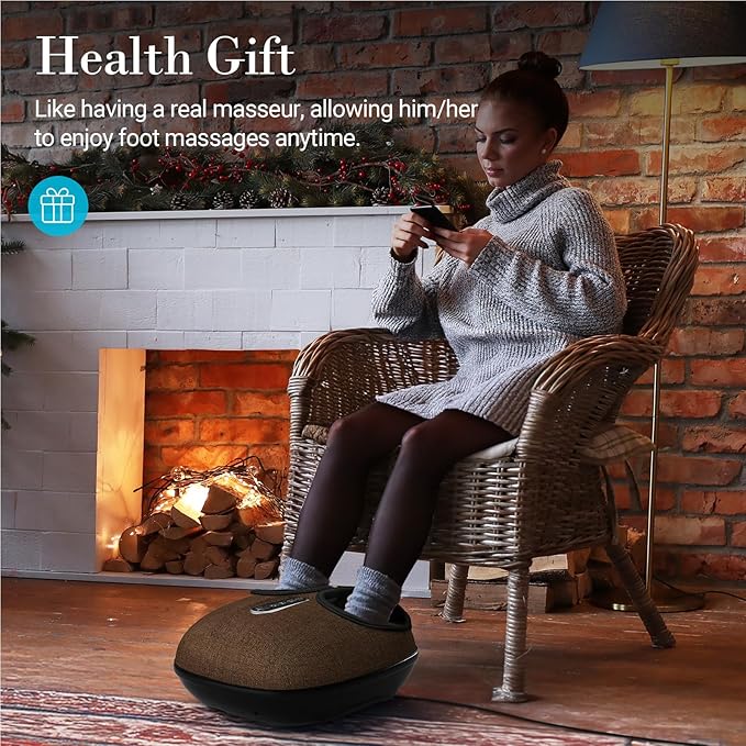 Foot Massager with Heat, FSA Eligible HSA Shiatsu Feet Massager with Remote Control, Multi-Level Compression Knead Foot Massage for Neuropathy & Plantar Fasciitis, Fits Up to 13", Gifts(Brown)